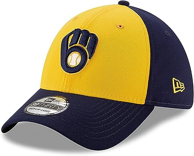 Milwaukee Brewers New Era Team Classic S/M 39THIRTY Flex Hat Blue/Gold MLB
