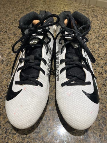 Used White Nike Alpha Huarache 7 Pro Cleats Size 8