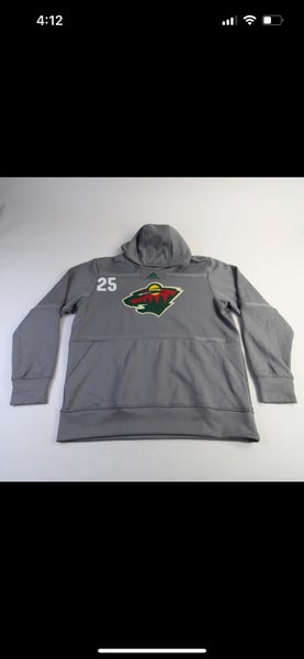 Connor Dewar 52 TEAM PLAYER ISSUE Minnesota Wild Adidas Authentic Pro Hoodie Large Game Used