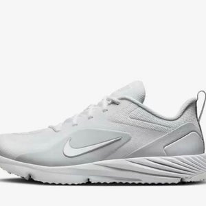 New Nike Lacrosse Lax White Unisex Turf Cleats Low Cut Alpha Huarache 8 Pro Turf Size 9