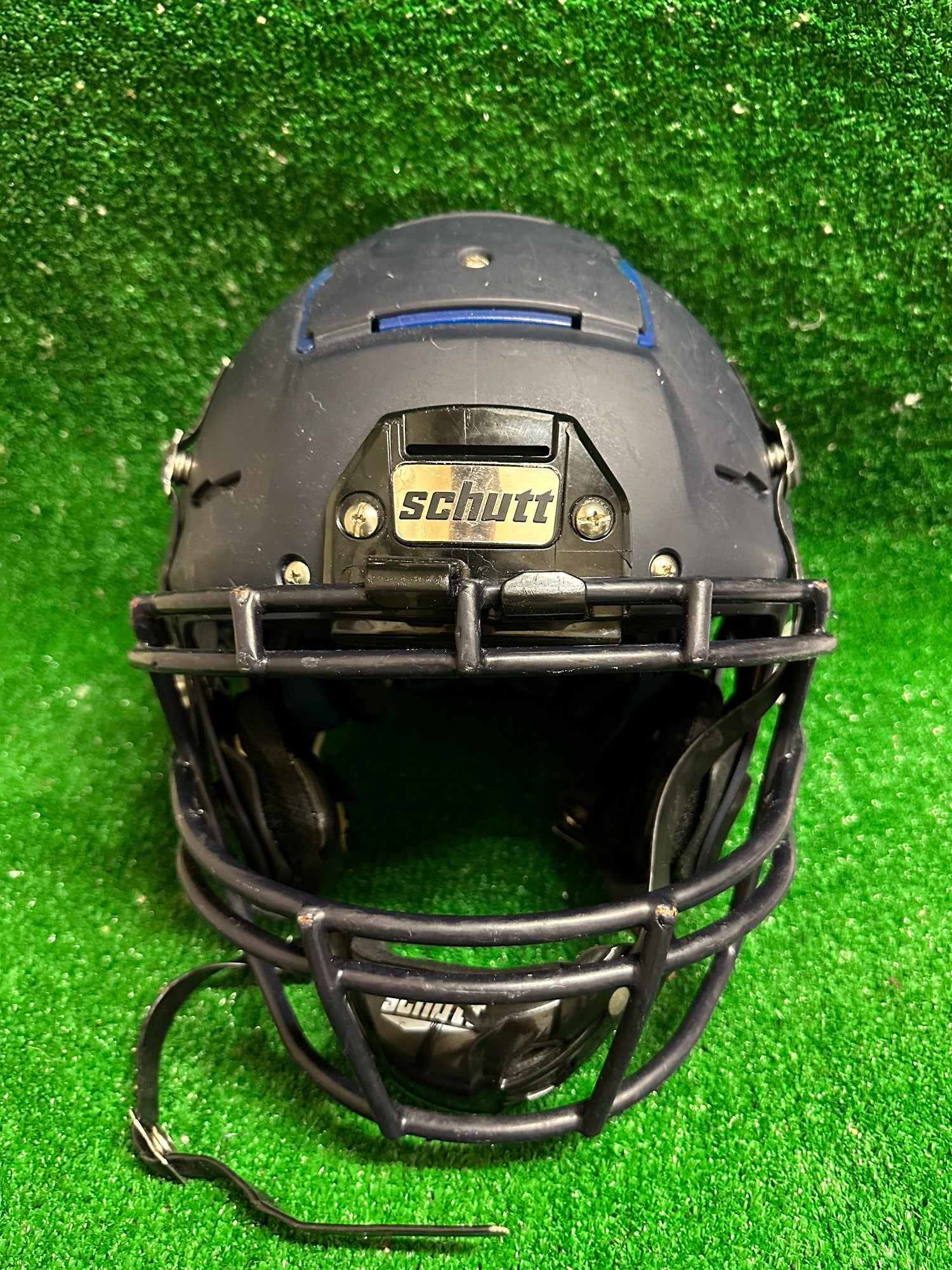Adult Medium Schutt F7 VTD Football Helmet Navy Blue SidelineSwap