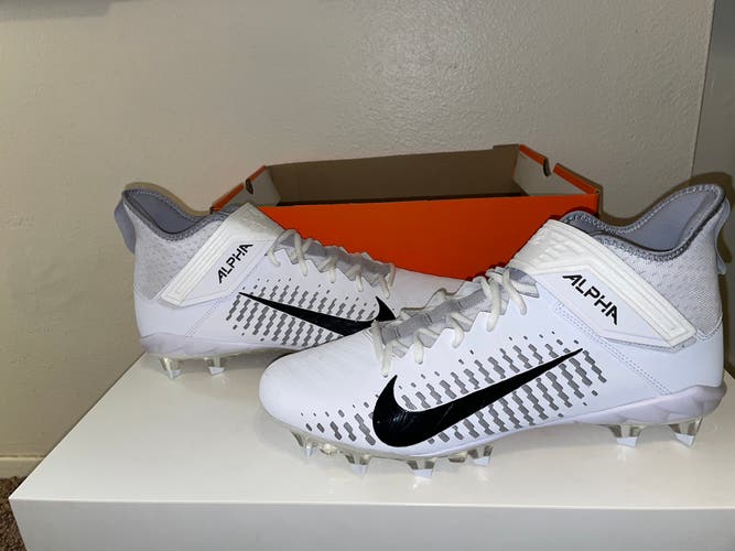 Men's Nike Alpha Menace Football Cleats, Size 15, White/Black, AQ3209-100