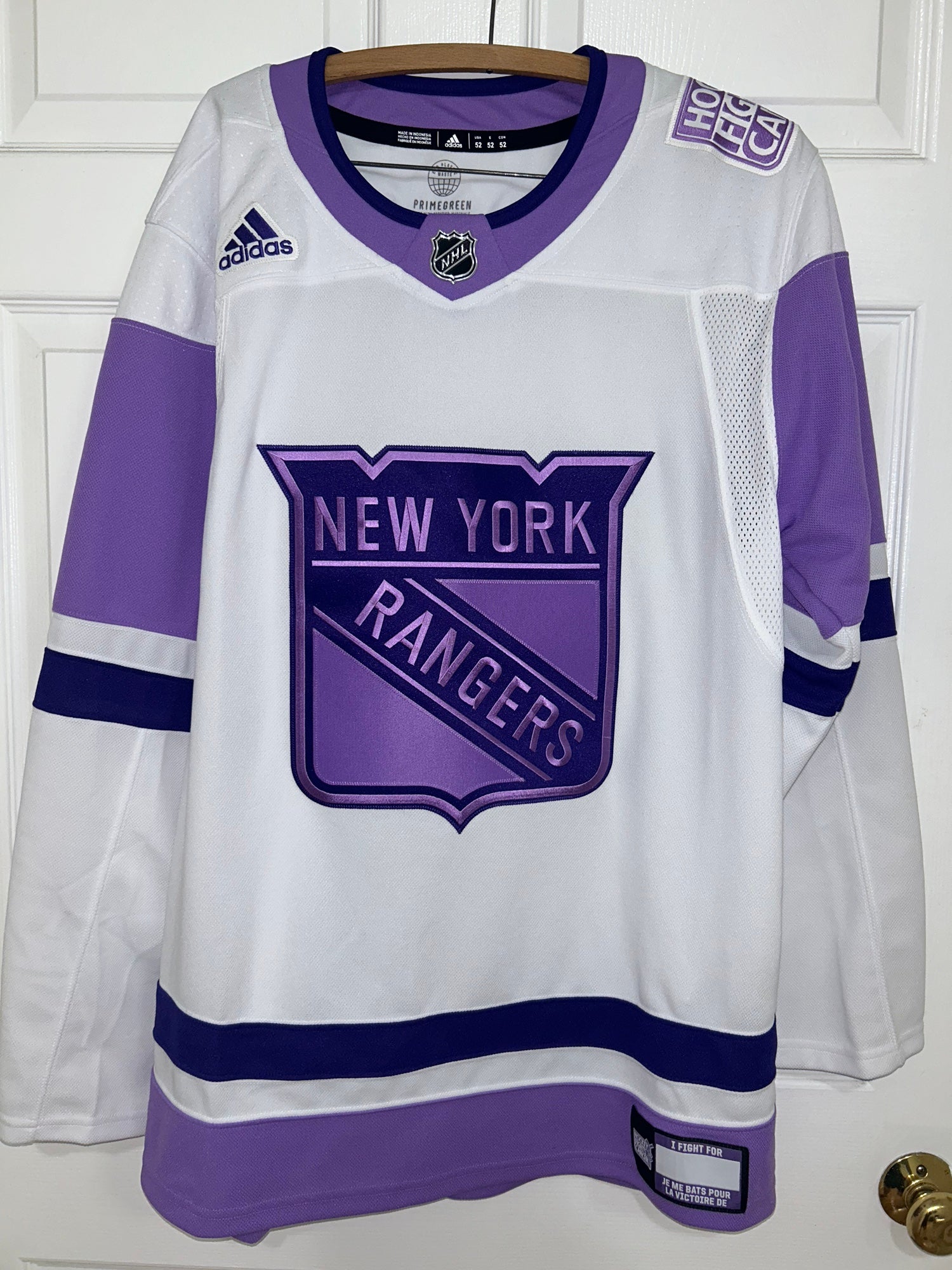 Men's Edmonton Oilers adidas White/Purple - Hockey Fights Cancer