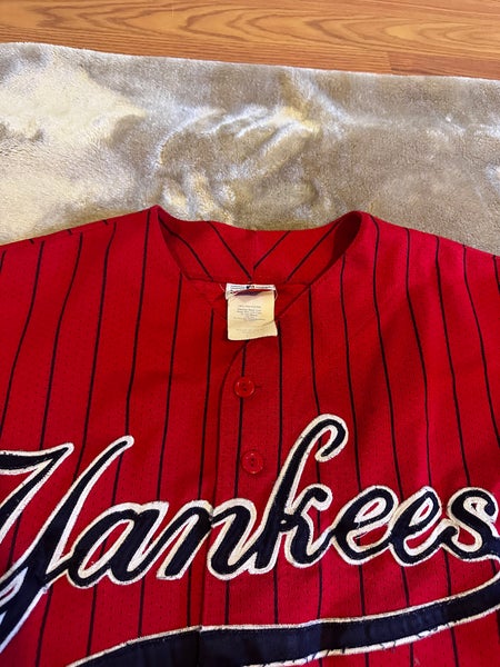 Vintage 90s New York Yankees Men's L RED /Black Jersey Majestic MLB Blank