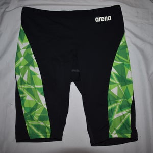Arena Shattered Panel Jammer Swimsuit, Black/Green, Size 30