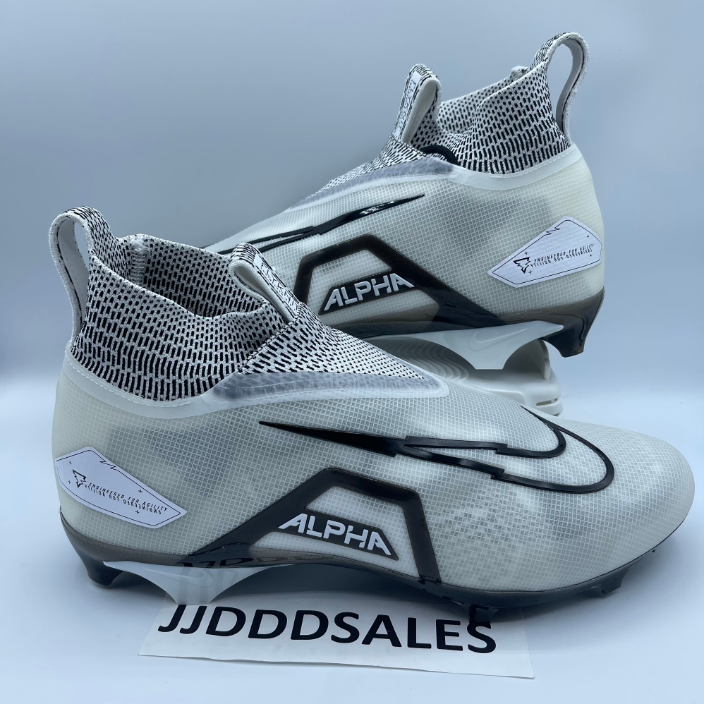 Nike Alpha Menace Elite 3 Football Cleats White Grey Black CT6648-100 Men's Size 14.5