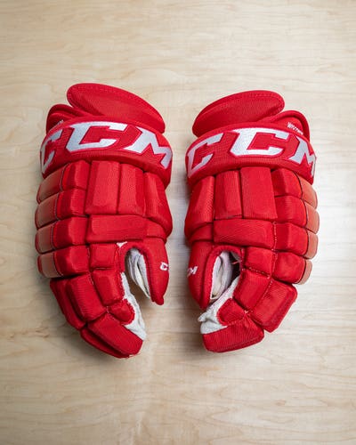Red 14" CCM HG97 Pro Stock Gloves - NCAA Wisconsin Badgers