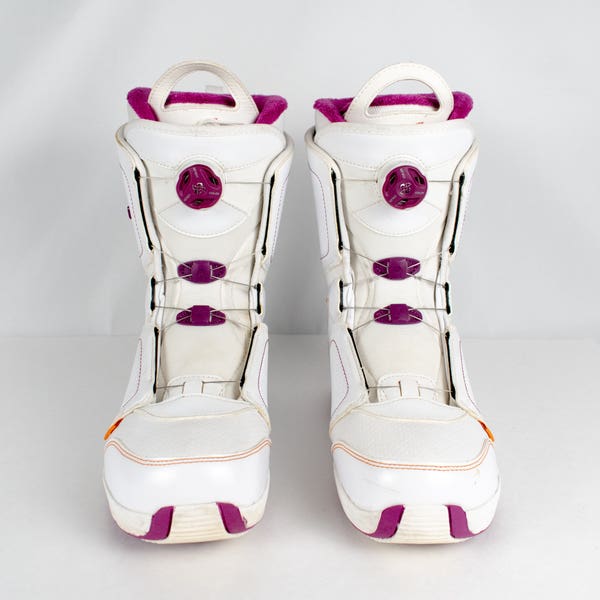 Used Salomon Pearl BOA Snowboard Boots Women's 9.5 US White Purple