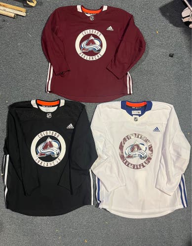 Used Adidas MIC Colorado Avalanche Camp Jerseys W/Blank Velcro Namebar 56 or 58 Multiple Colors