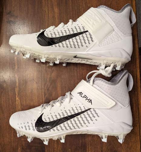 Nike Alpha Menace Pro 2 Mid Cleats BV3951-100 Size 11.5 White