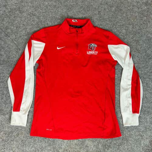 Liberty Flames Women Sweater Large Nike Red 1/4 Zip Pullover NCAA Field Hockey