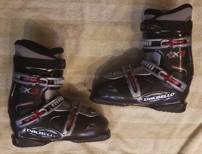 JUNIOR DALBELLO SPIDER X3 Ski Boots BOYS(YOUTH 6-6.5) 24/24.5 MONDO *USED* WASHED- CLEAN 287mm