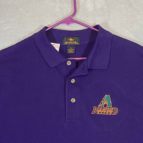 Vintage Arizona Diamondbacks Logo Polo Shirt Mens Large Purple Antigua MLB Golf