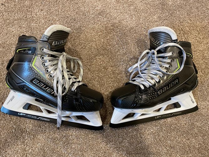 Used Bauer Elite Goalie Skates, Senior 7.0 Fit 2 + LSG5 Vertexx Carbon Blade Upgrade