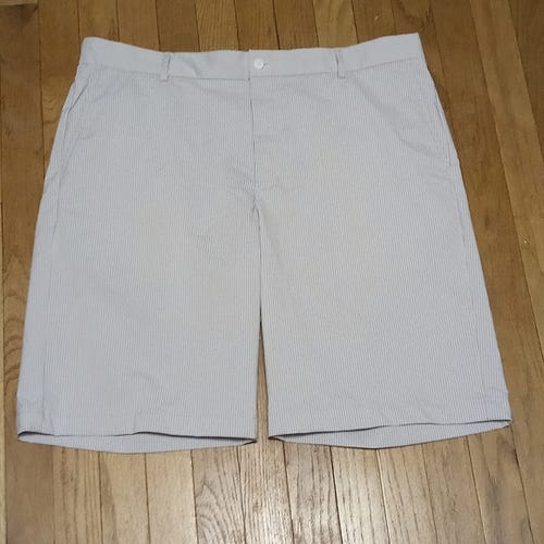 slazenger golf shorts mens 38 quick dry moisture wicking white/grey pinstripe ln