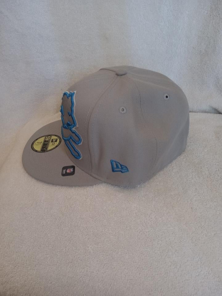 Detroit Lions Hat Cap Mens Fitted 7 Gray Big Logo New Era NFL Football