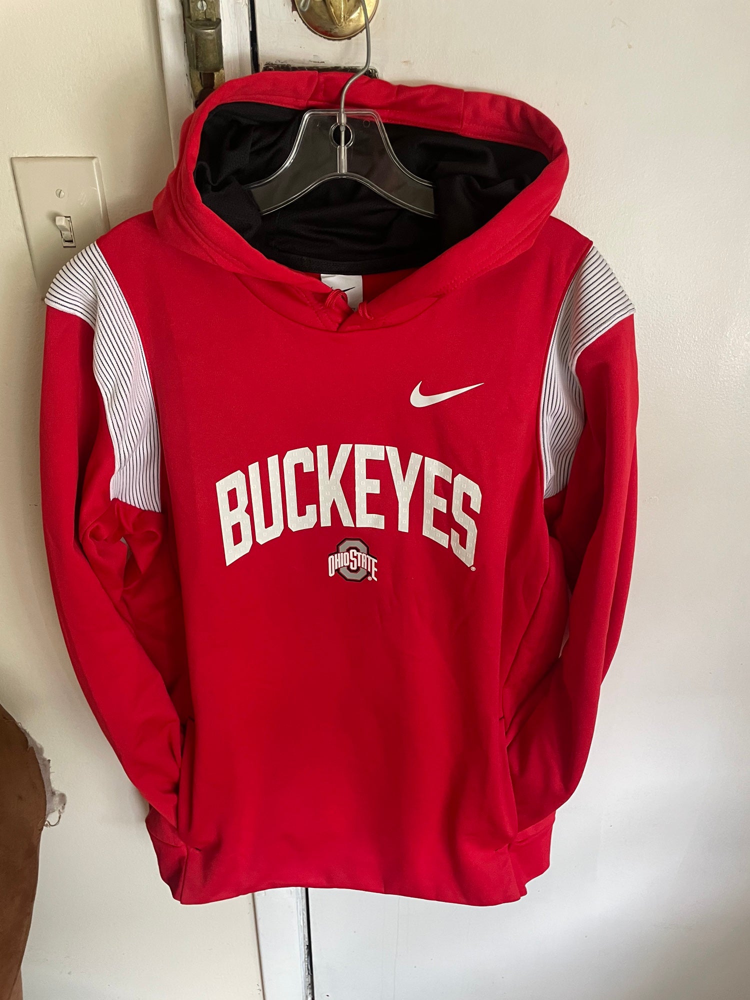 Nike Men's Ohio State Buckeyes Scarlet Therma-FIT Football Sideline Hoodie, Large