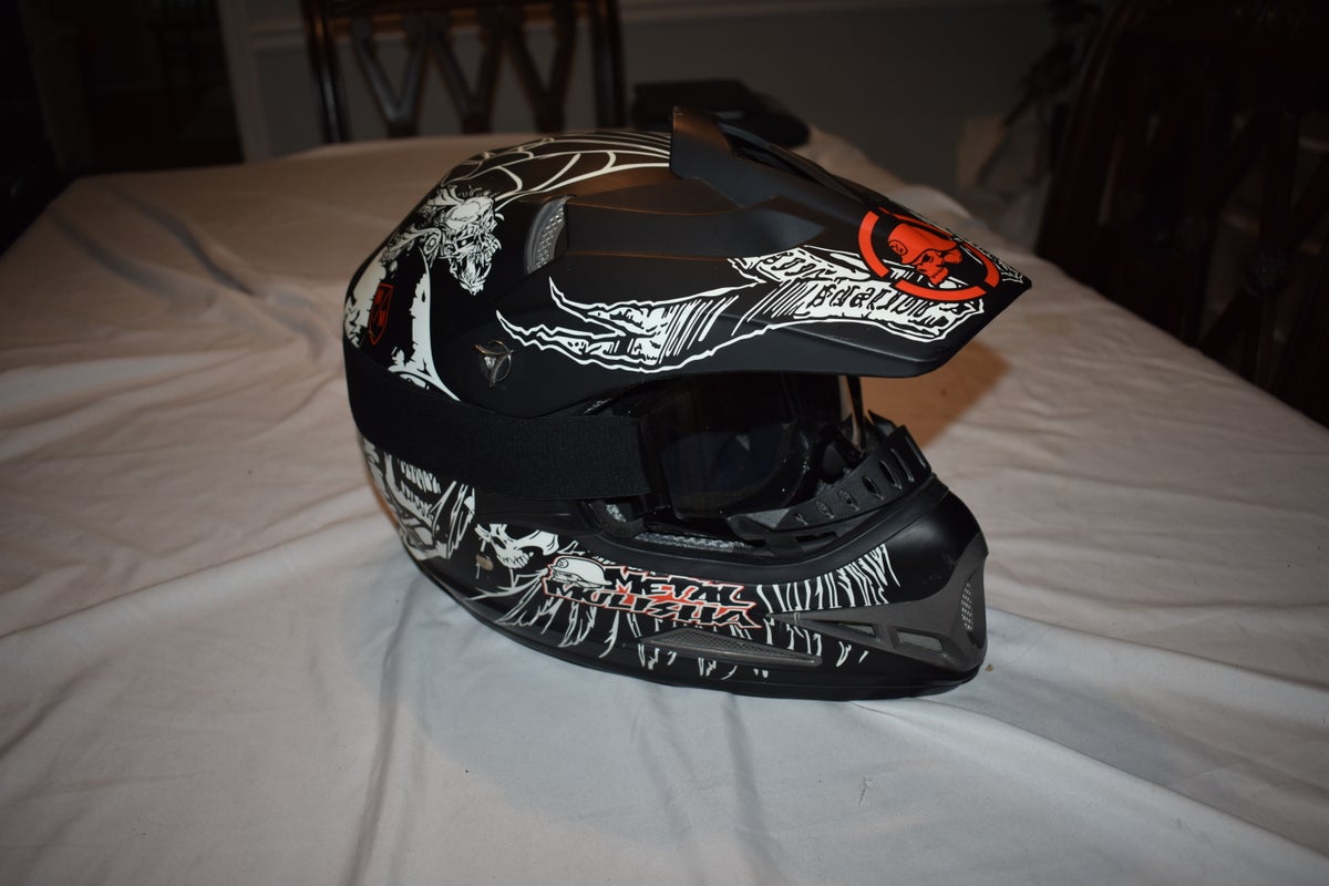 X4 Metal Mulisha Motocross Helmet w/Goggles, Adult Small - Great Condition!