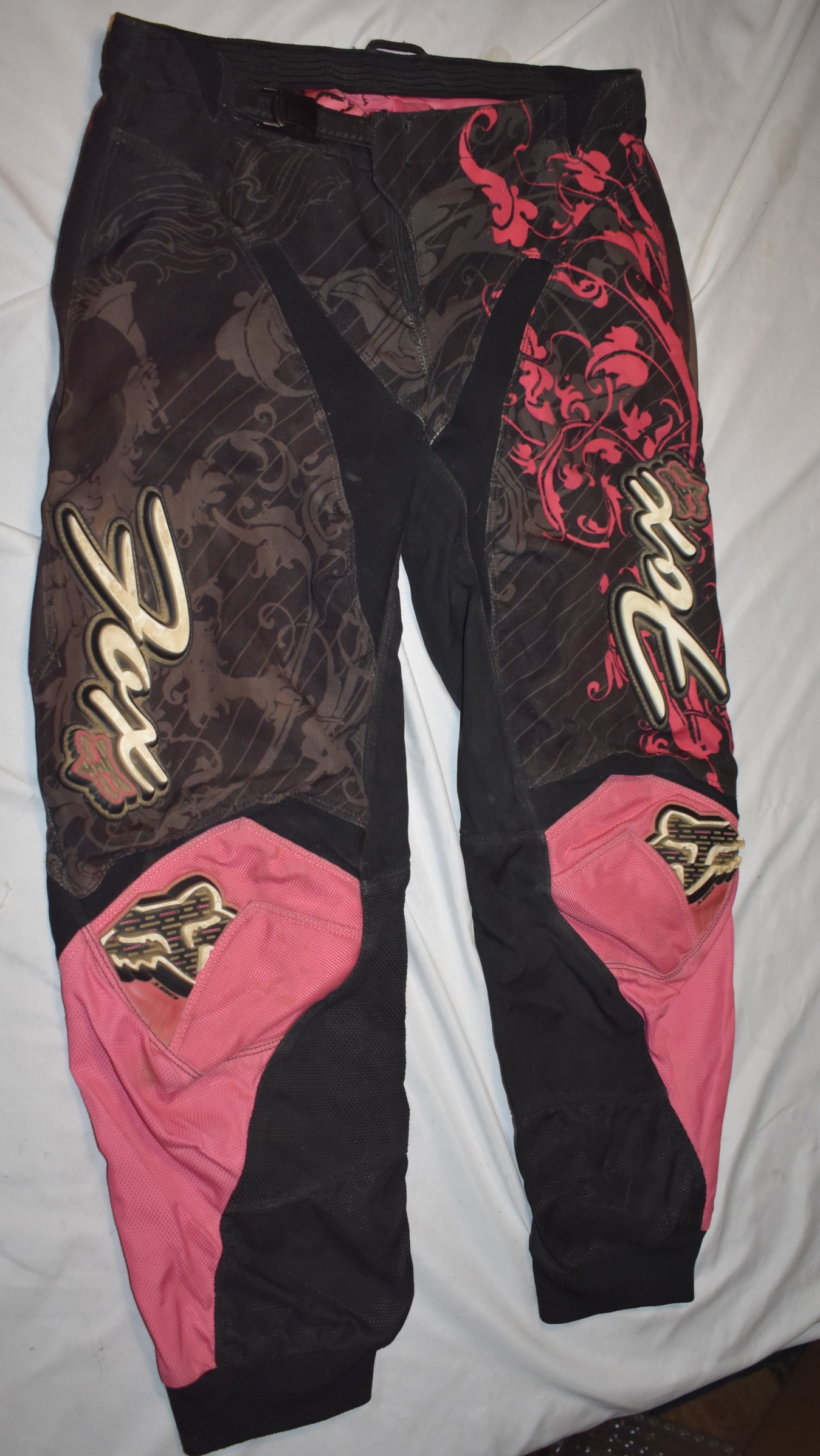 FOX 180 Motocross Pants, Black/Pink, Size 7/8