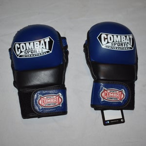 NEW - Combat Sports International MMA Safety Sparring Gloves, Blue/Black, Reg