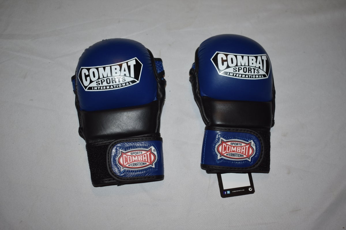 NEW - Combat Sports International MMA Safety Sparring Gloves, Blue/Black, Reg