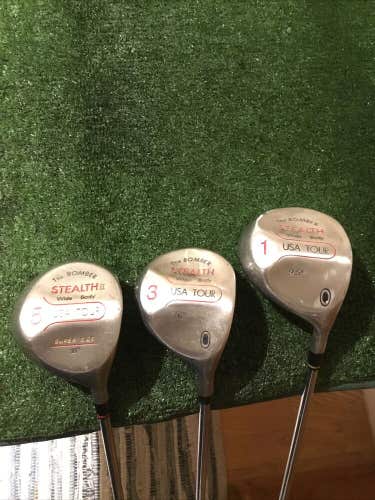 Stealth The Bomber USA Tour Woods Set (Driver, 3W, 5W) Stiff Steel Shafts