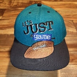 Vintage Big Ball Sports Football Its Just A Game Promo Hat Cap USA Made Snapback