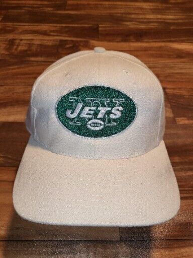 Vintage New York Jets NFL Sports White Plain Logo Strapback Hat Vtg Cap