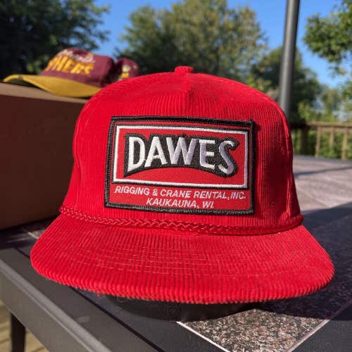 Vintage Corduroy Dawes Rigging Crane Rental Century P&H Patch Trucker Hat Cap