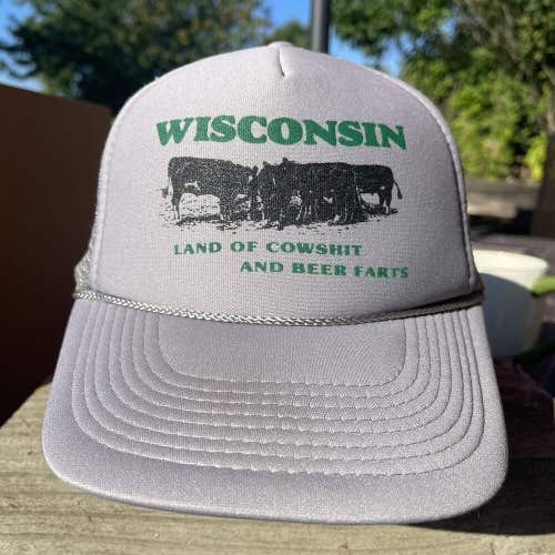 Vintage America's Dairyland Wisconsin Cow Farm Beer Snapback Trucker Hat Cap