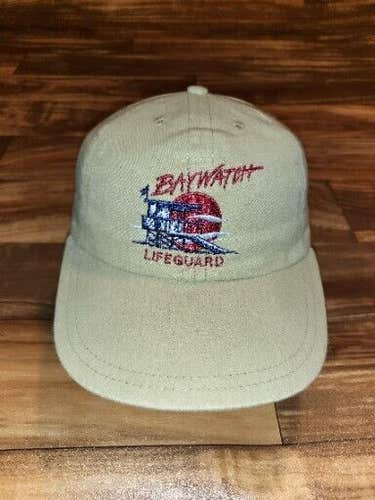 Vintage Rare Baywatch Cast & Crew TV Series Promo Hat Cap Beige Vtg Strapback