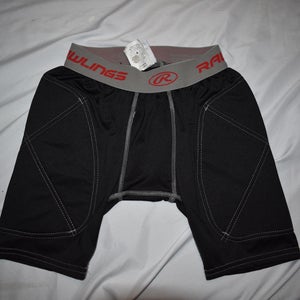 Rawlings Compression Sliding Shorts w/Cup Pocket, Black, Youth Small