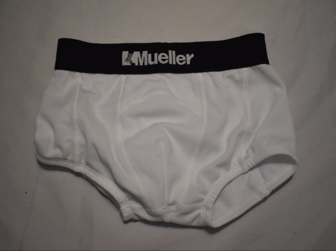 Mueller Youth Sports Brief with Cup Pocket, White, 21-24