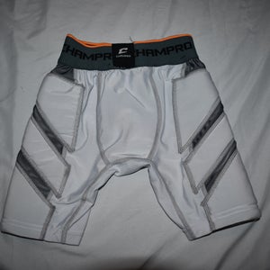 Champro Baseball Sliding Shorts w/Cup Pocket, White, Youth Small