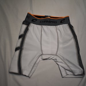 Champro Baseball Sliding Shorts w/Cup Pocket, White, Youth Large