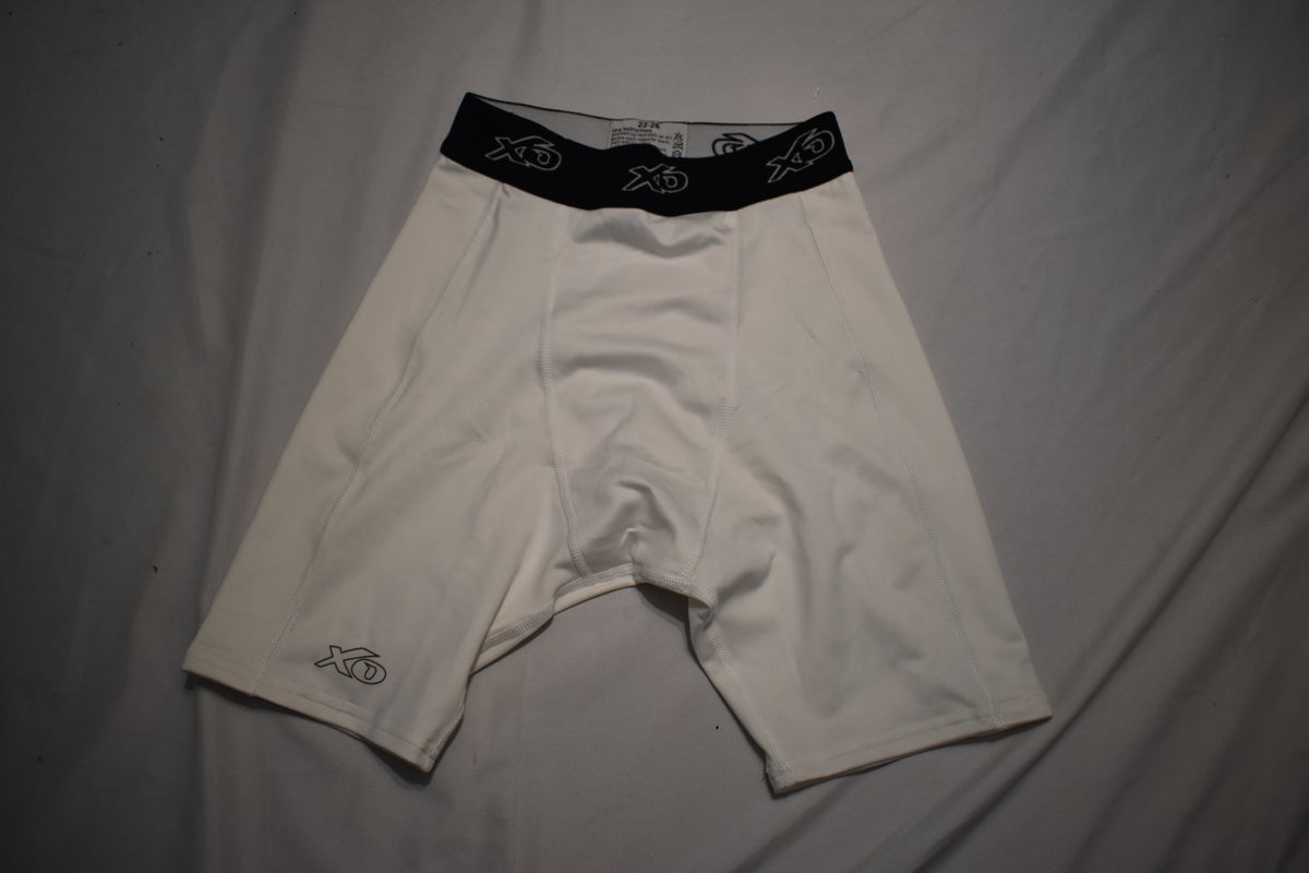 XO Baseball Compression Shorts, White, 22-26