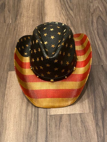 USA Antique American Flag Cowboy Hat One Size