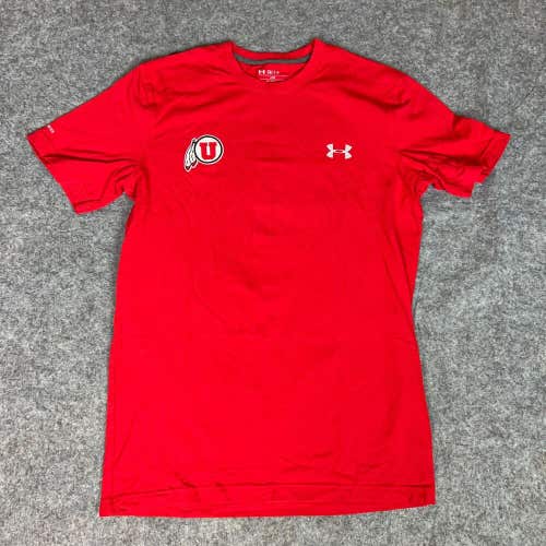 Utah Utes Mens Shirt Small Under Armour Red Short Sleeve Tee Loose NCAA Softball