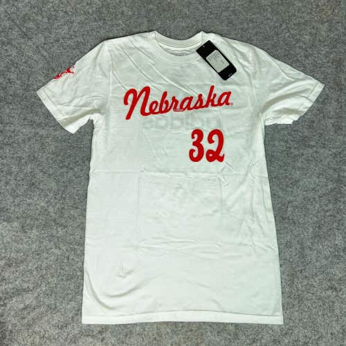 Nebraska Cornhuskers Mens Shirt Small White Short Sleeve Tee NCAA Basketball NWT