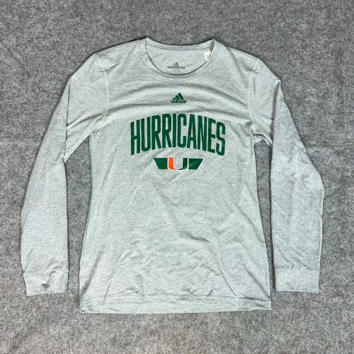 Miami Hurricanes Mens Shirt Extra Small Adidas Gray Long Sleeve NCAA Football