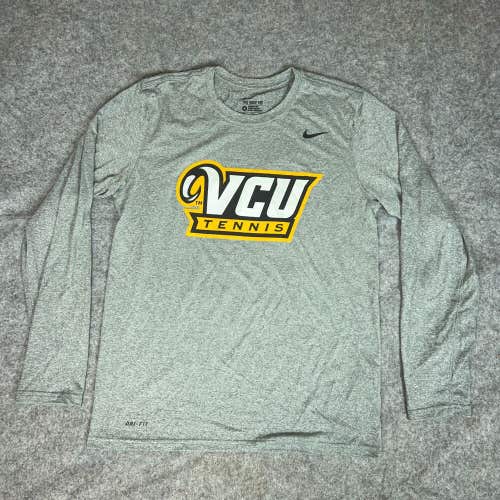VCU Rams Mens Shirt Medium Gray Nike Long Sleeve Tee Dri Fit Top NCAA Tennis A2