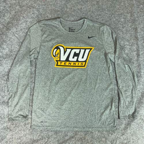 VCU Rams Mens Shirt Medium Gray Nike Long Sleeve Tee Dri Fit Top NCAA Tennis A3