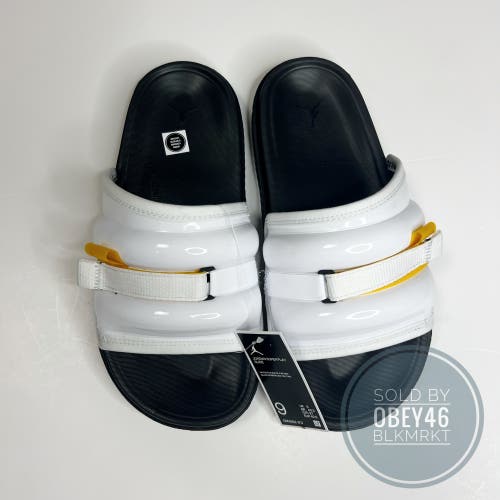 Nike Jordan Super Play Black White Yellow Slides  9