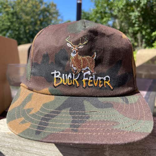 Vintage Camouflage Buck Fever Snapback Hat Embroidered Deer Hunting Cap USA