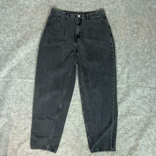 MNG Women Jeans 12 Black Straight Pant Denim High Rise Medium Wash Casual Corina