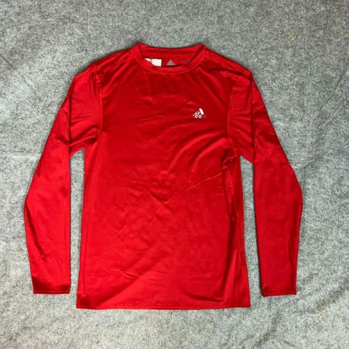 Adidas Mens Shirt 2XL XXL Red Long Sleeve Stretch Gym Sports Logo Performance