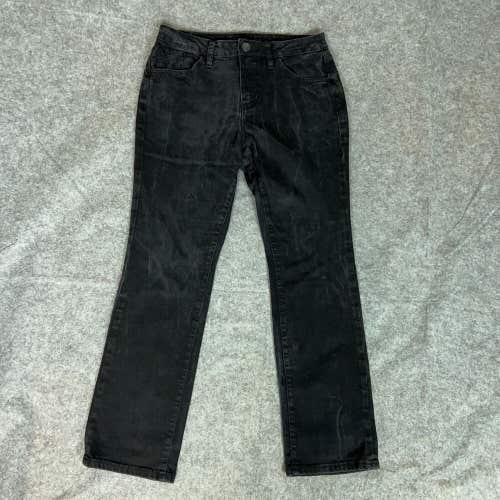 Jag Womens Jeans 10 Black Pant Denim Straight Mid Rise Dark Wash Solid Casual ^