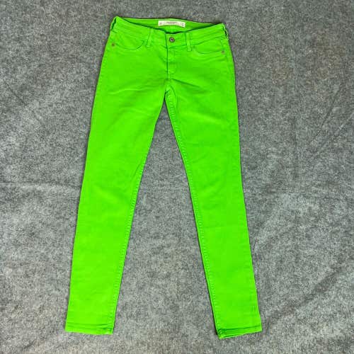 Abercrombie & Fitch Women Jeans 0 Green Skinny Denim Mid Rise 25x29 Bright NWT
