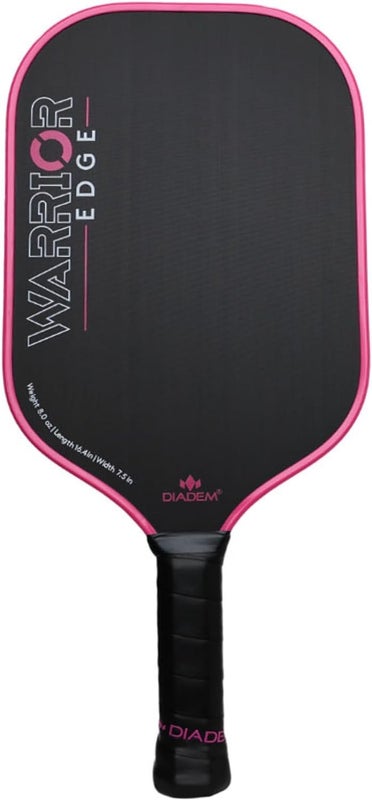 Diadem Warrior Edge Pickleball Paddle, Pink | Etched Carbon Face, 16mm Aero...