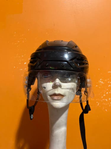 Game Used Black Bauer Re-Akt 95 Pro Stock Helmet Medium